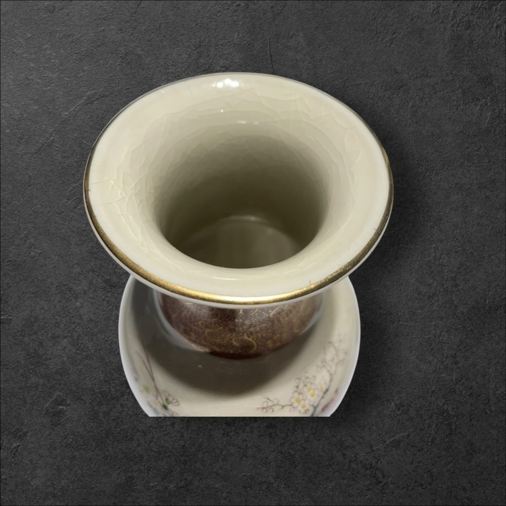 Vintage Japan Satsuma Floral Peacock 10 1/2” Vase Crackle Pattern - Picture 9 of 13